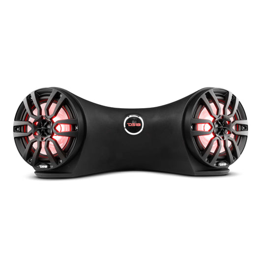 Dual 8" Marine Flat Mount Sound Bar Enclosure with LED RGB Lights 250 Watts Rms (NXL-8BK Included).