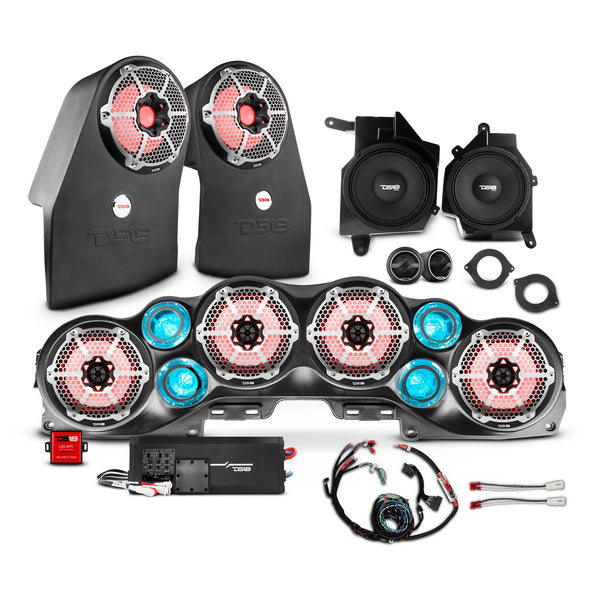 Jeep JL Wrangler 2018–2023 Complete Audio Package – Loaded Sound Bar, Dash Enclosures, Subwoofers & Amplifier.