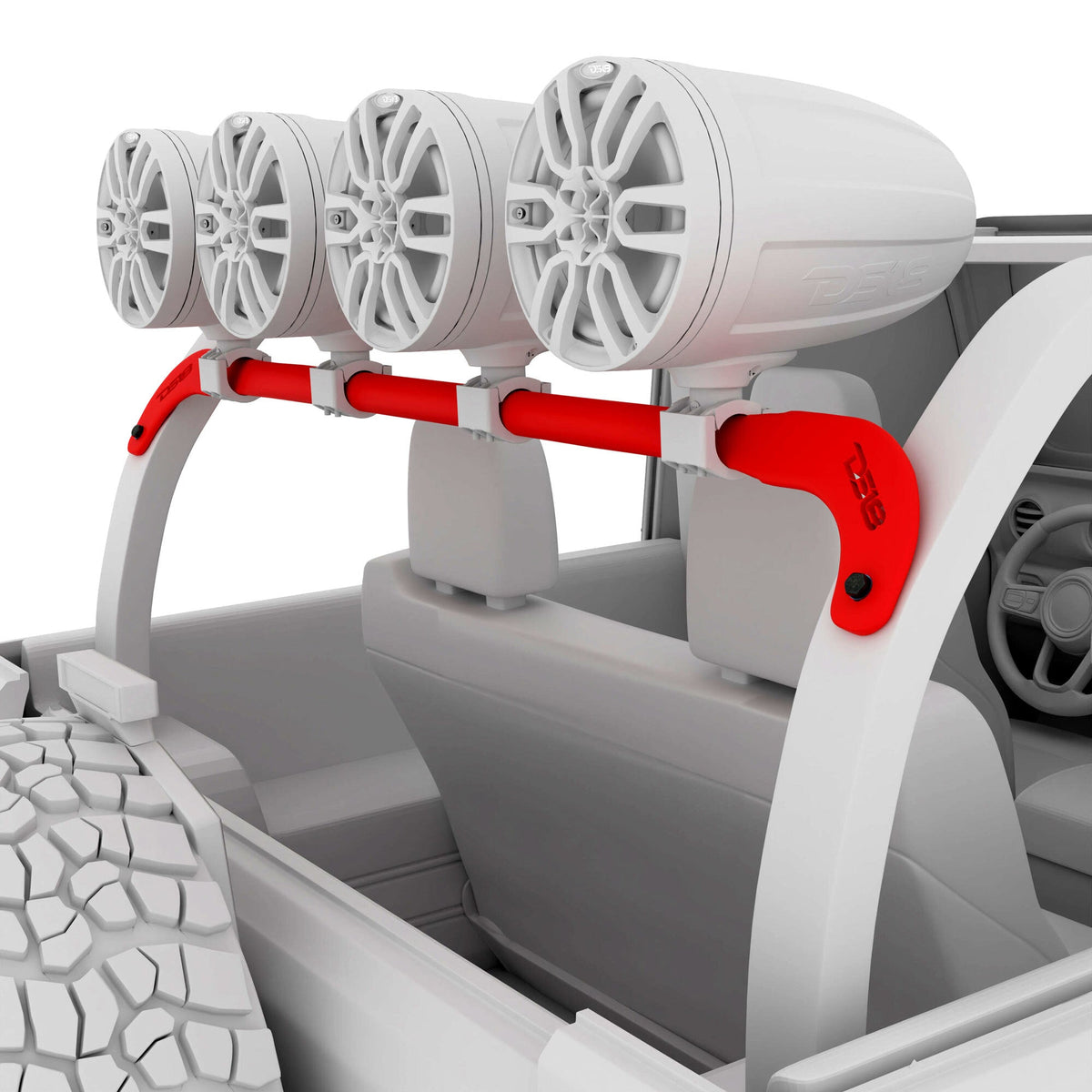 JL-TUBESOFT 4x 8" Marine Towers Speakers with RGB LED Lights, 4-Channel Marine Amplifier and AMPKIT for JLU Soft Top.