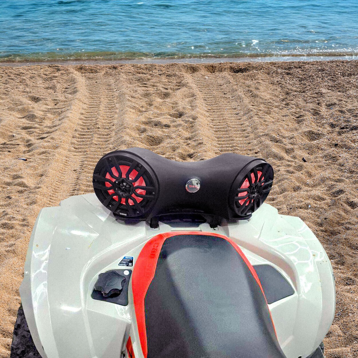 Extreme Sound System for ATVs - Loaded with 2 x 8" Coaxial Marine Speakers with RGB LED Lights.