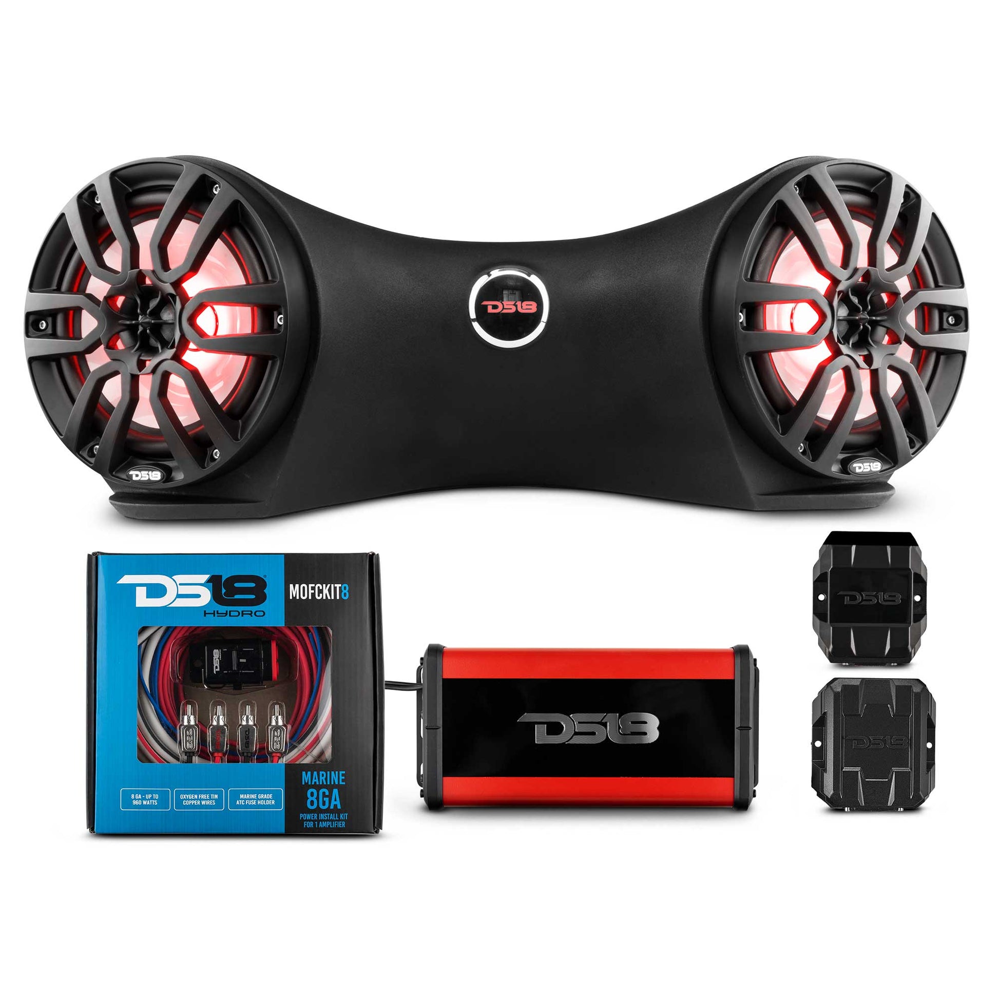 Extreme Sound System for ATVs - Loaded with 2 x 8" Coaxial Marine Speakers with RGB LED Lights.