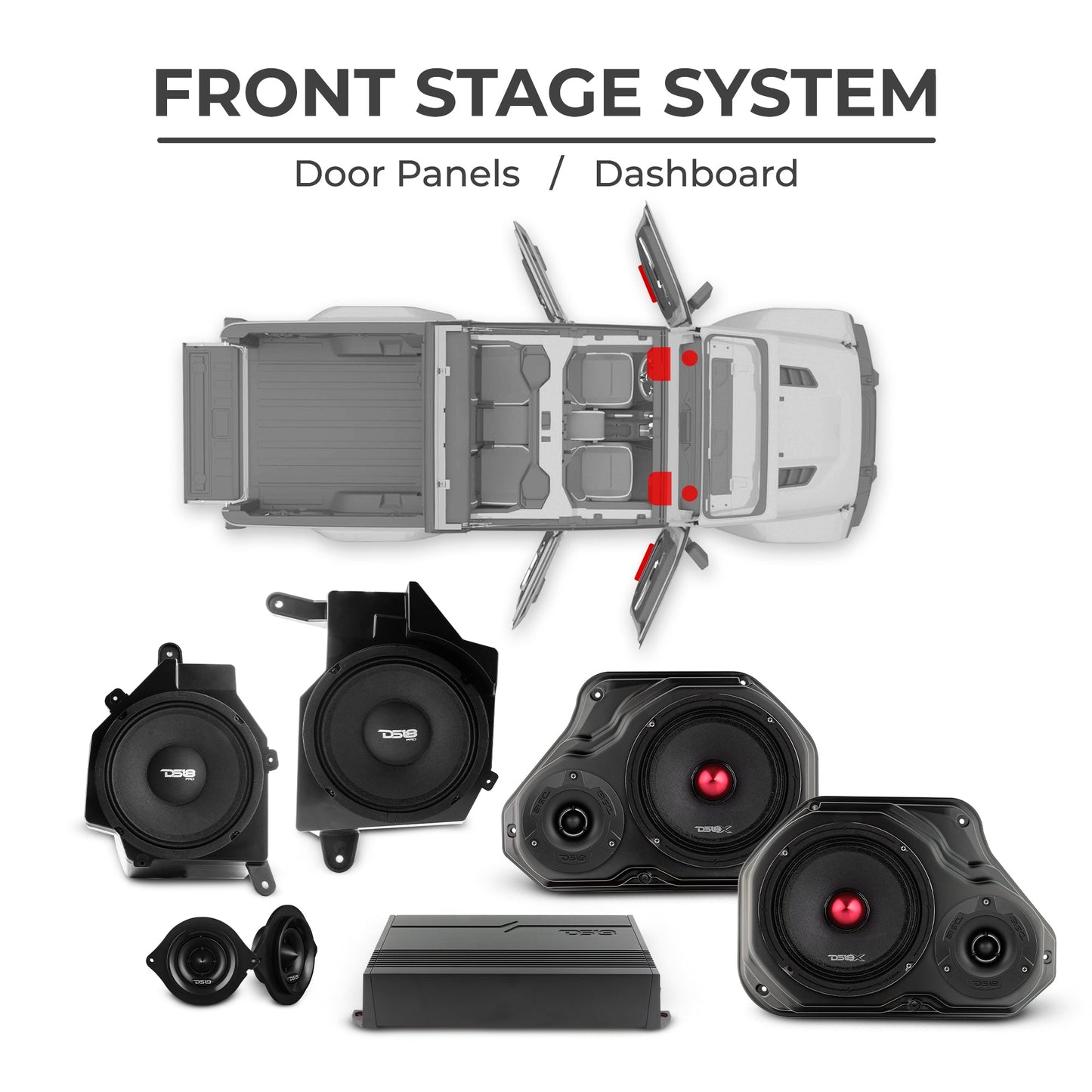 Jeep JT Gladiator 2019–2023 Ultimate Package – Loaded Sound Bar, Door Panels, Subwoofers & Amplifiers.