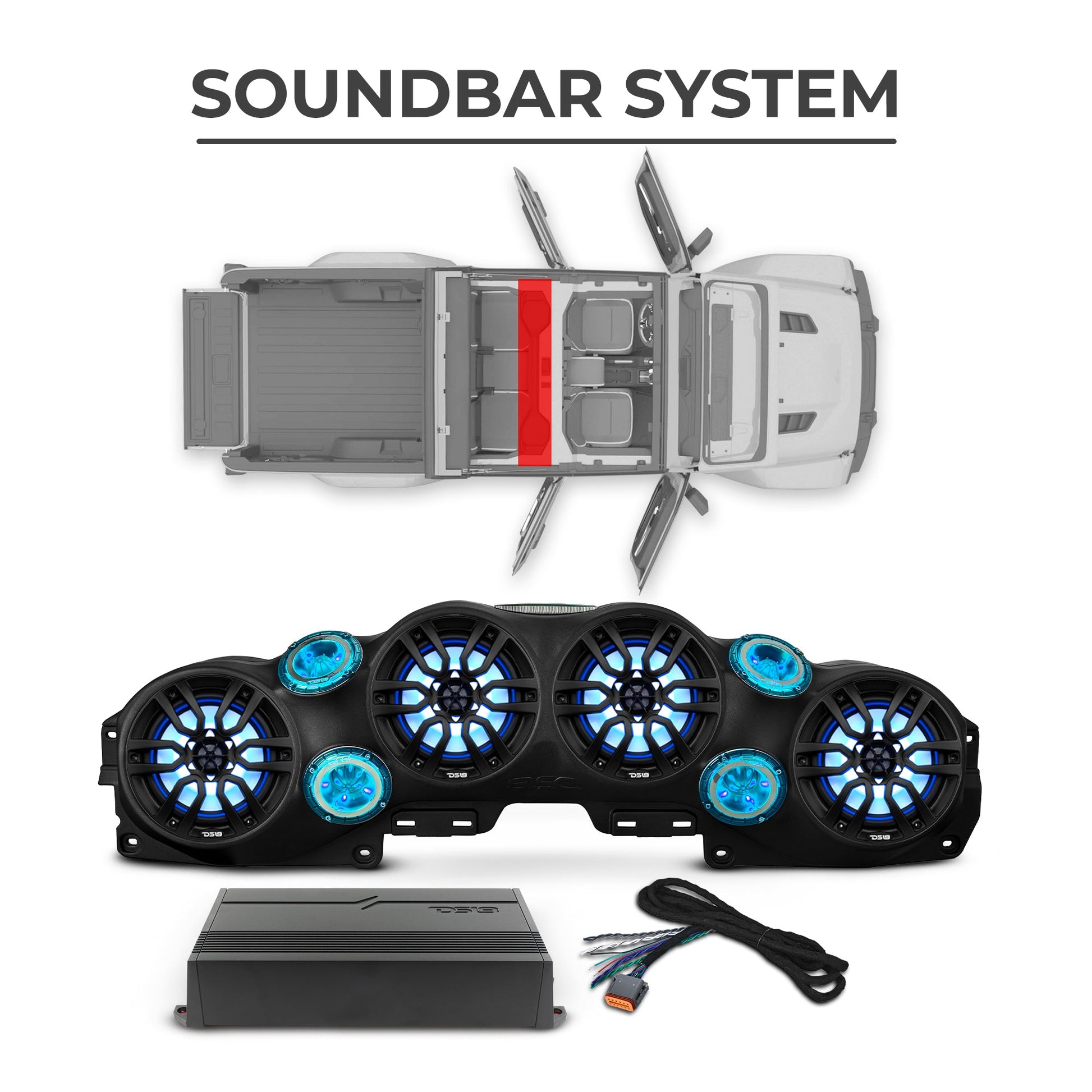 Jeep JT Gladiator 2019–2023 Ultimate Package – Loaded Sound Bar, Door Panels, Subwoofers & Amplifiers.