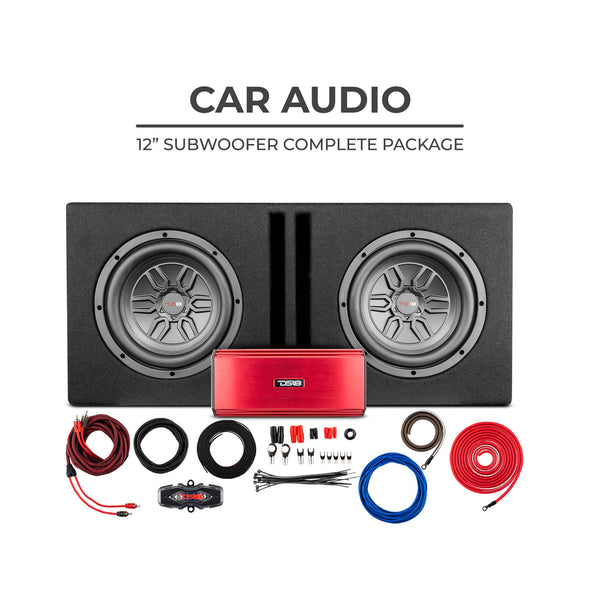 Bass Package 2 X SLC-MD12 In a Ported Box with S-1500.1/RD Amplifier and 4-GA Amp Kit 250 Watts Rms.
