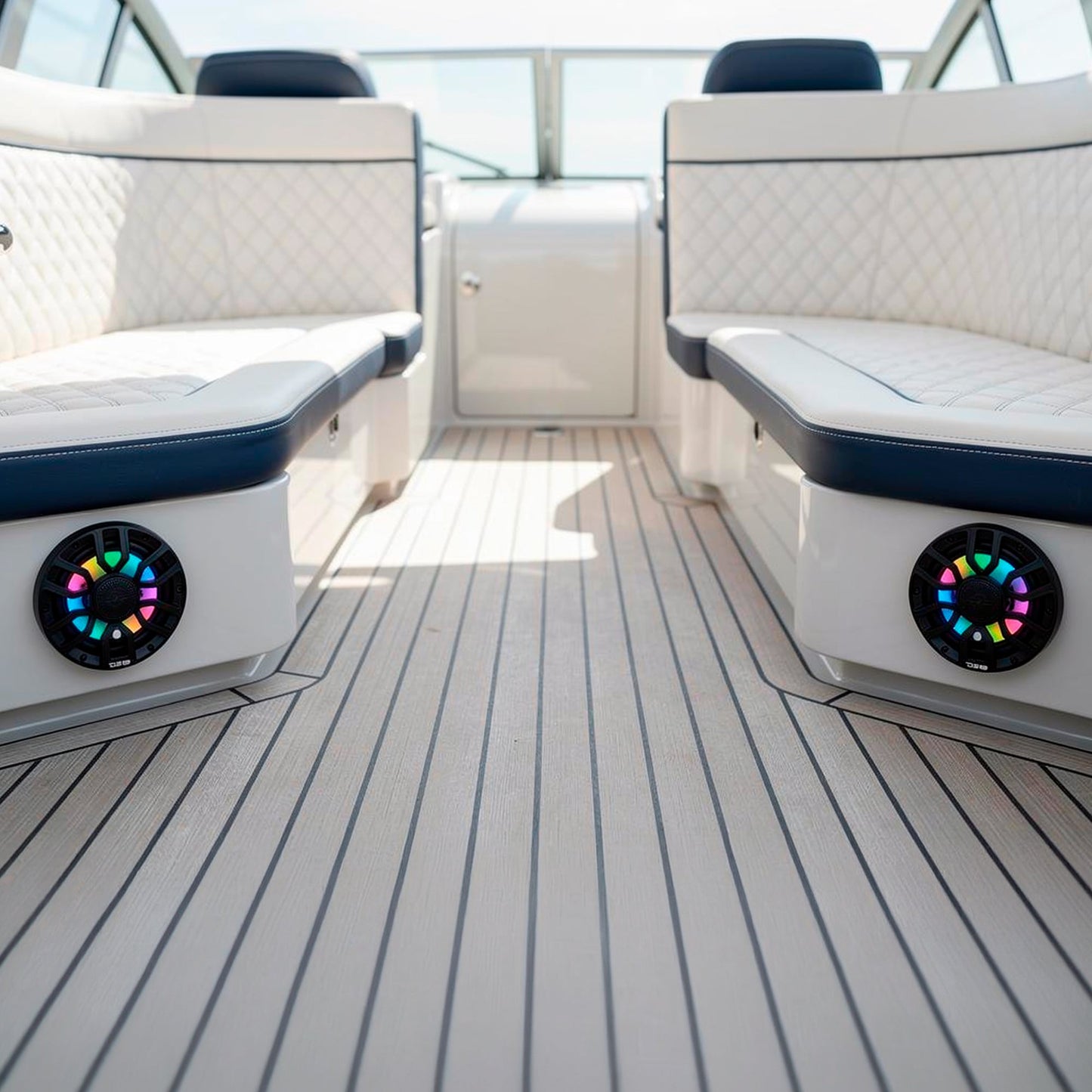 NXL 7.7” 2-Way Coaxial Marine Speaker with Bullet Tweeter, Digital LED Lights & White Deck LED | 175W RMS 4-Ohm.