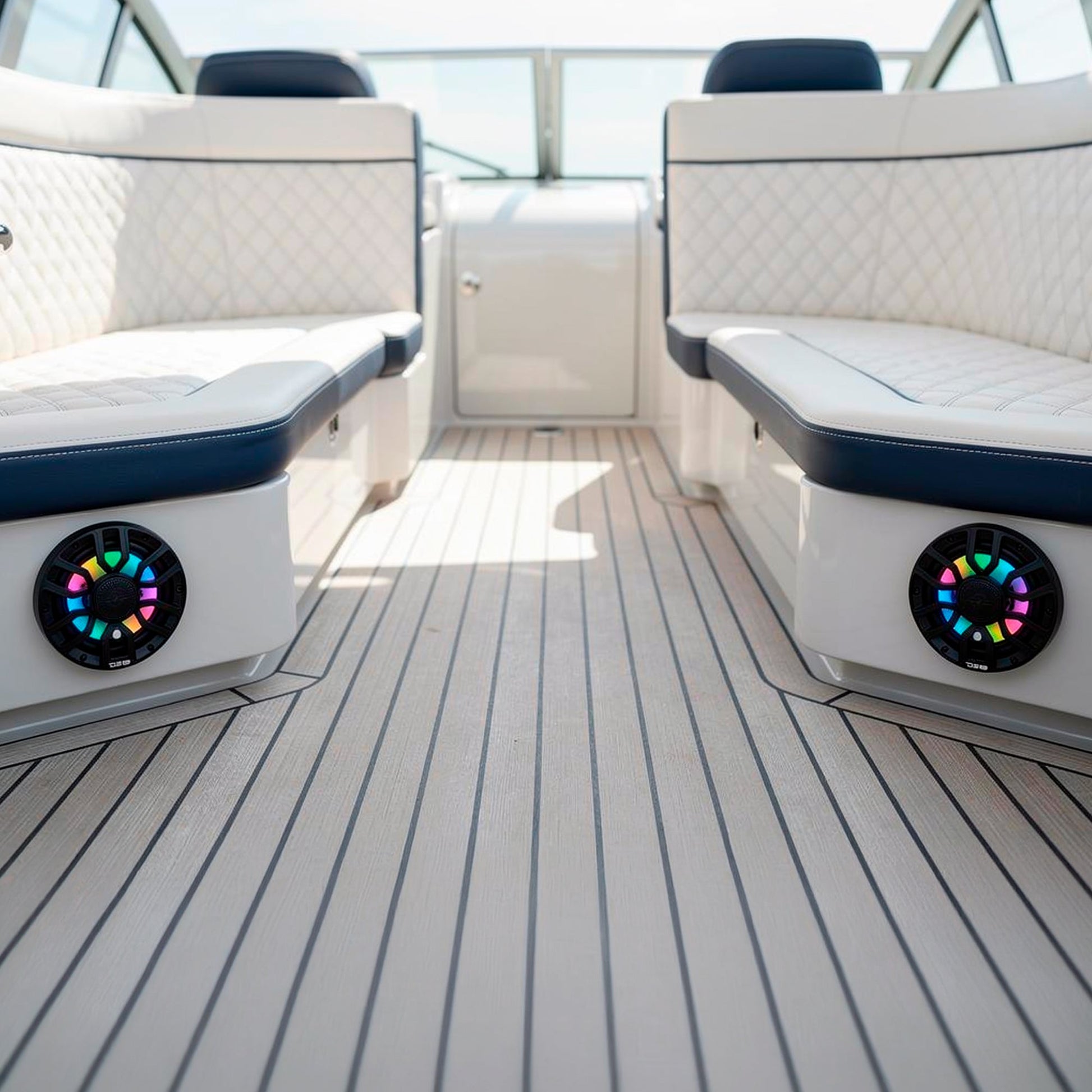 NXL 7.7” 2-Way Coaxial Marine Speaker with Bullet Tweeter, Digital LED Lights & White Deck LED | 175W RMS 4-Ohm.
