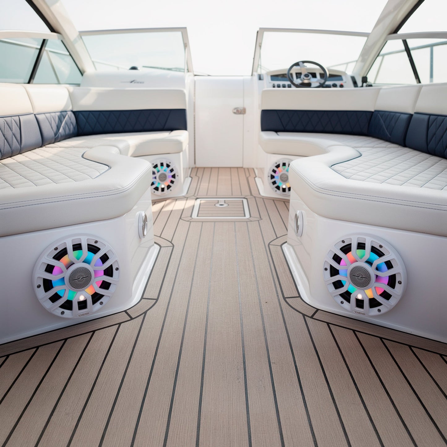 NXL 7.7” 2-Way Coaxial Marine Speaker with Bullet Tweeter, Digital LED Lights & White Deck LED | 175W RMS 4-Ohm.