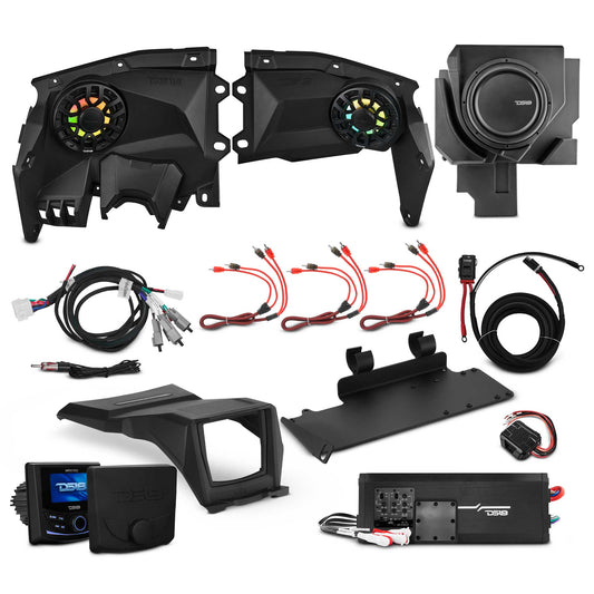 Can-Am Maverick X3 Stage 3 - Dash Speaker Panels, 12” Subwoofer, Amplifier, Bluetooth Radio & LED Lights.