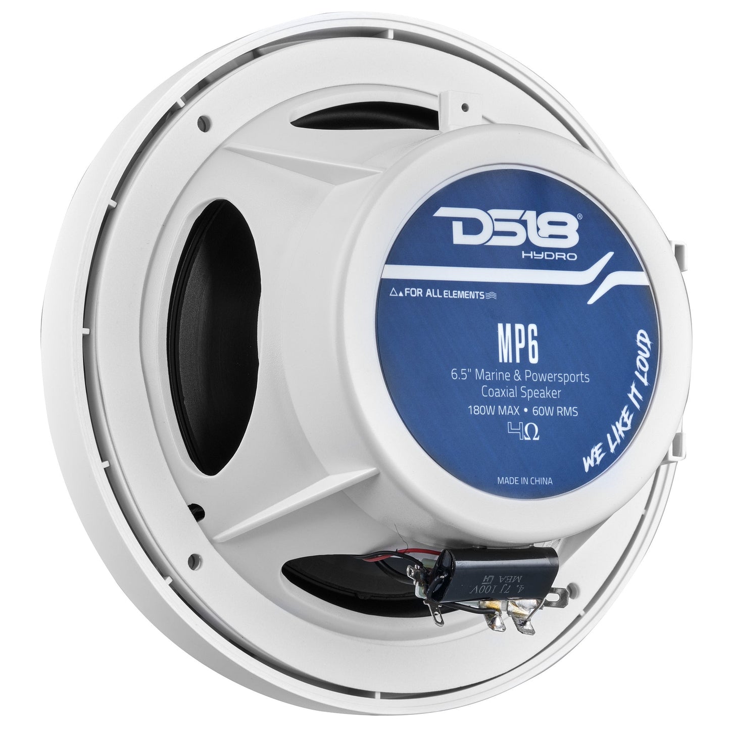 MP 6.5" 2-Way Coaxial Marine Speaker 60 Watts Rms 4-Ohm -White