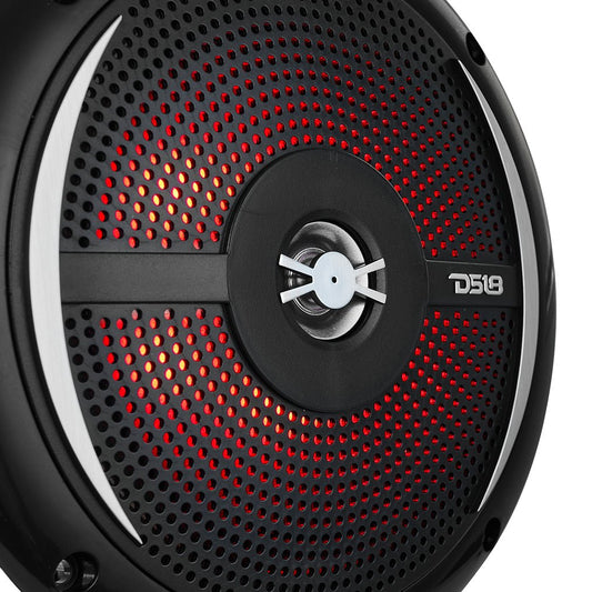 NXL 6.5" 2-Way Coaxial Marine Shallow Speaker With LED RGB Lights 25 Watts Rms 4-Ohm.