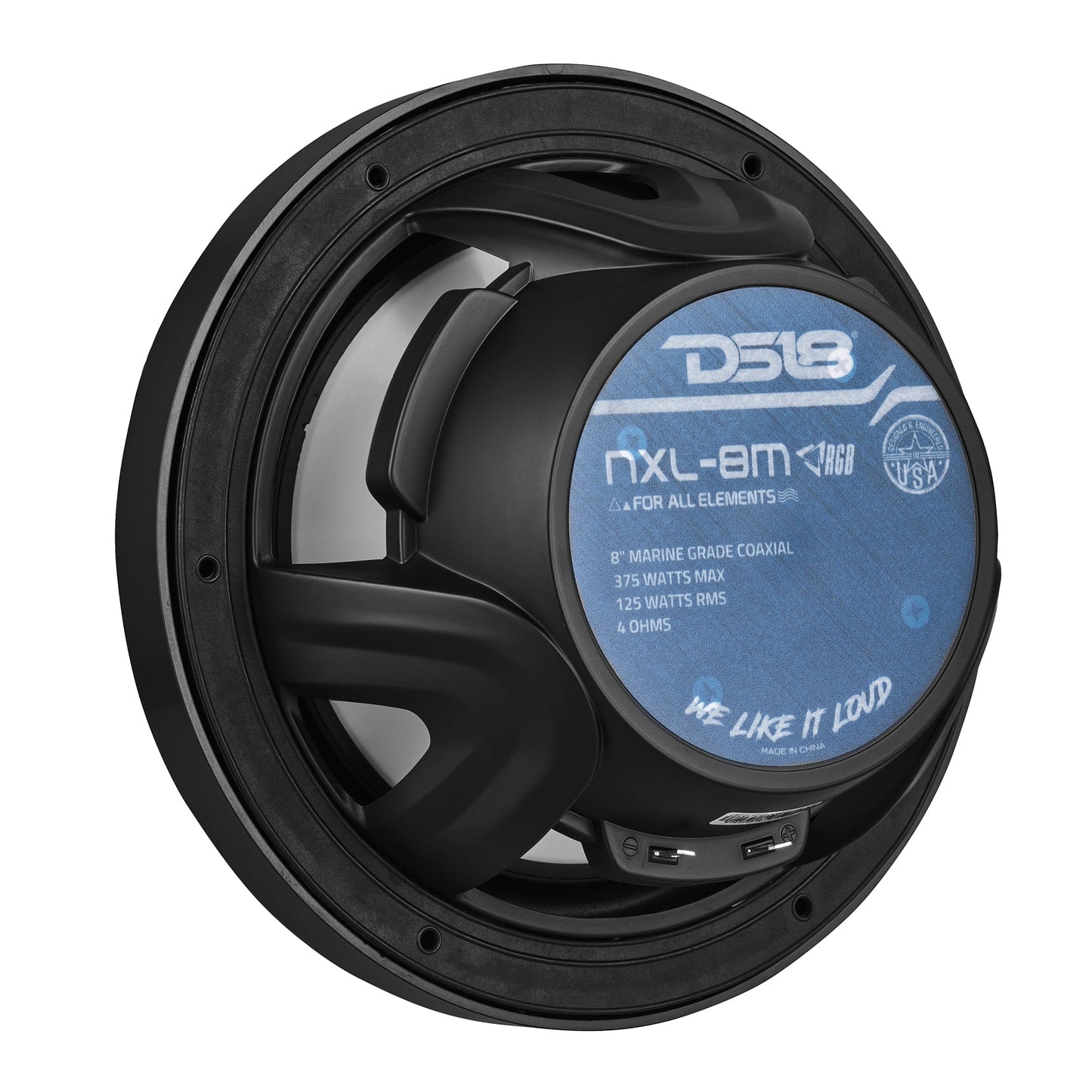 NXL 8" 2-Way Coaxial Marine Speaker With LED RGB Lights 125 Watts Rms 4-Ohm.