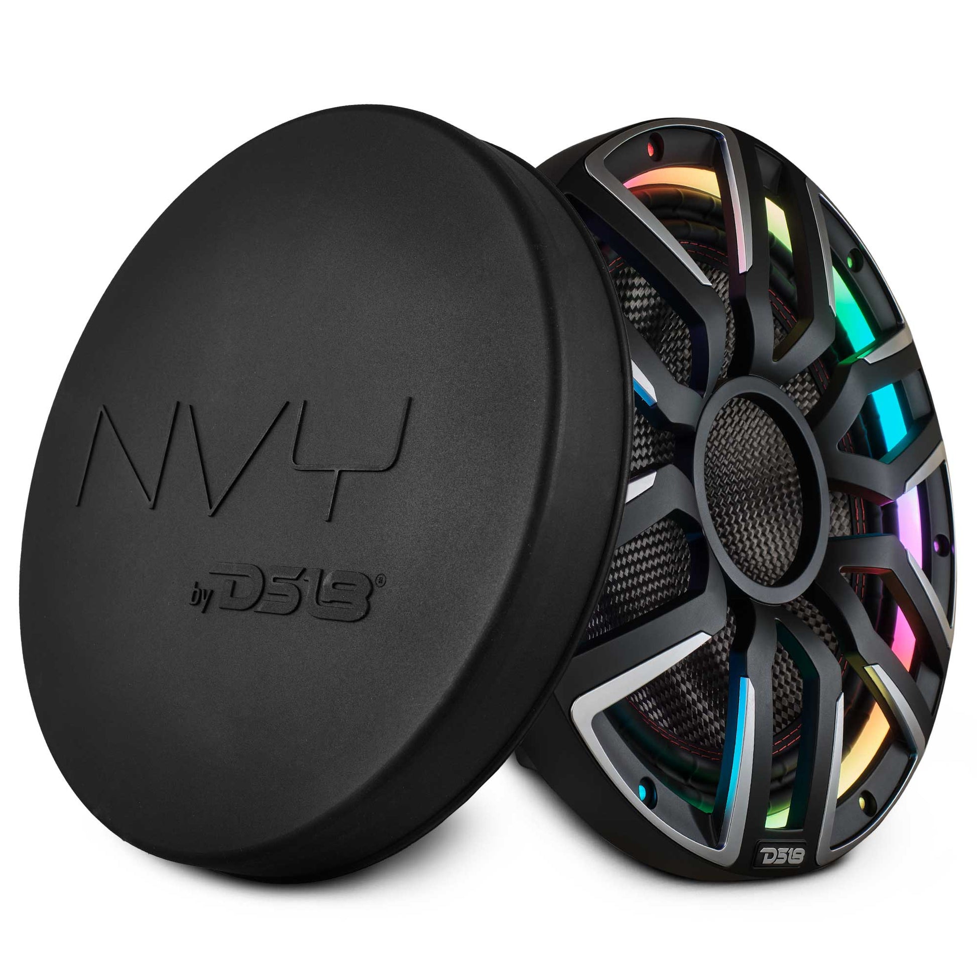 12" Neodymium Marine & Powersport Subwoofer with Digital LED - Carbon Fiber - NVY-M12SUB/BK - product image 1 - AudioSellerz