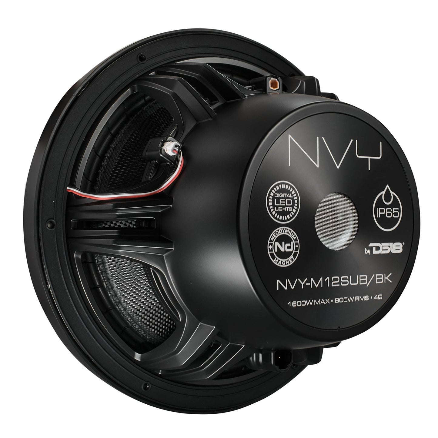 12" Neodymium Marine & Powersport Subwoofer with Digital LED - Carbon Fiber - NVY-M12SUB/BK - product image 7 - AudioSellerz