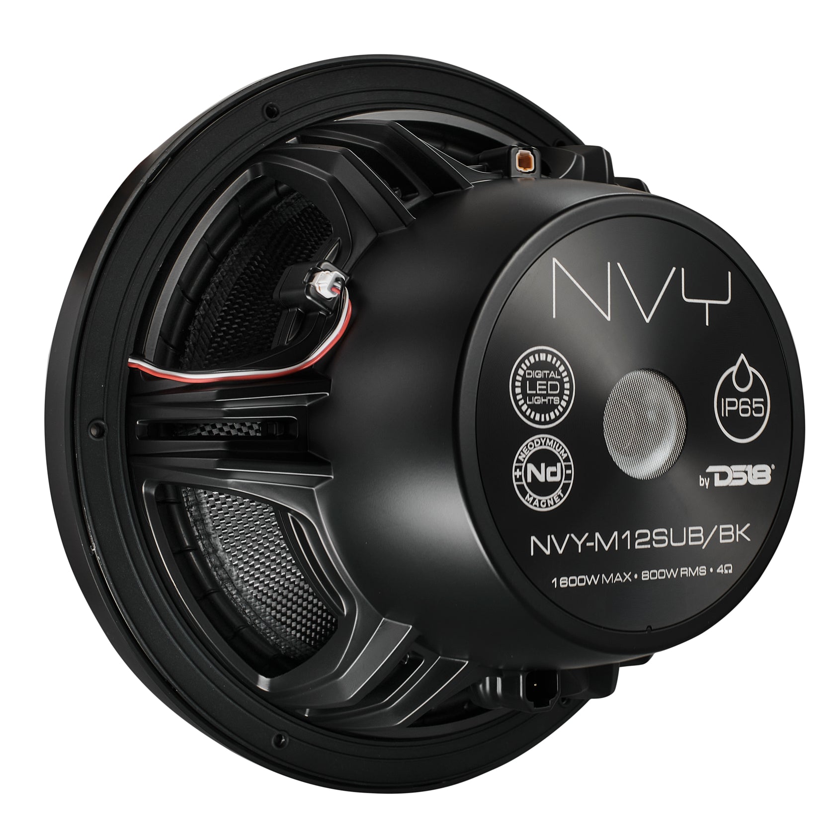 12" Neodymium Marine & Powersport Subwoofer with Digital LED - Carbon Fiber - NVY-M12SUB/BK - product image 7 - AudioSellerz