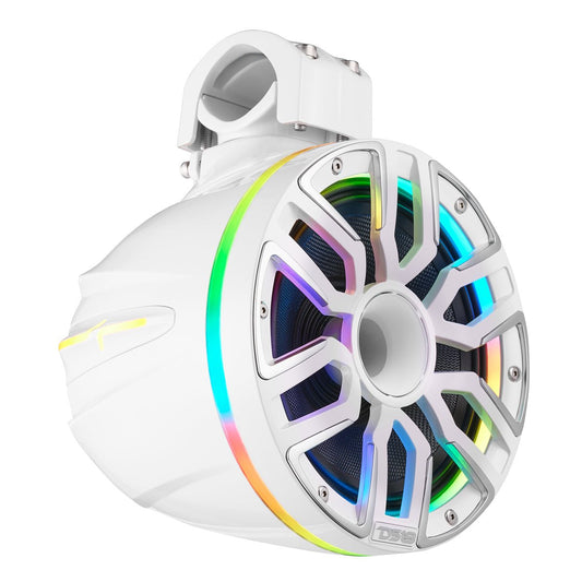 8” Marine Short Tower Speaker With Neodymium Magnet, Kevlar Cone, Compression Driver And Digital LED Lights | 200W RMS 4-Ohm.