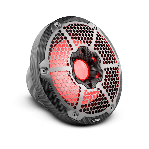 NXL 10" Marine Subwoofer With LED RGB Lights 300 Watts Rms SVC 4-Ohm -Black Carbon Fiber.