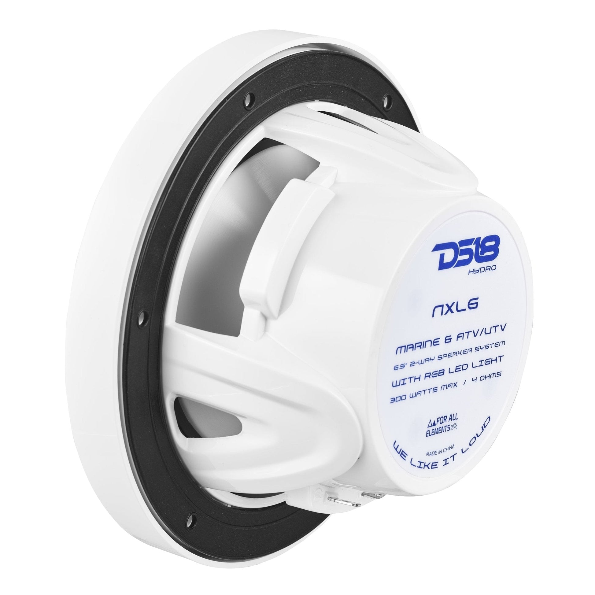 NXL 6.5" 2-Way Coaxial Marine Speaker with LED RGB Lights | 100W RMS 4-Ohm.