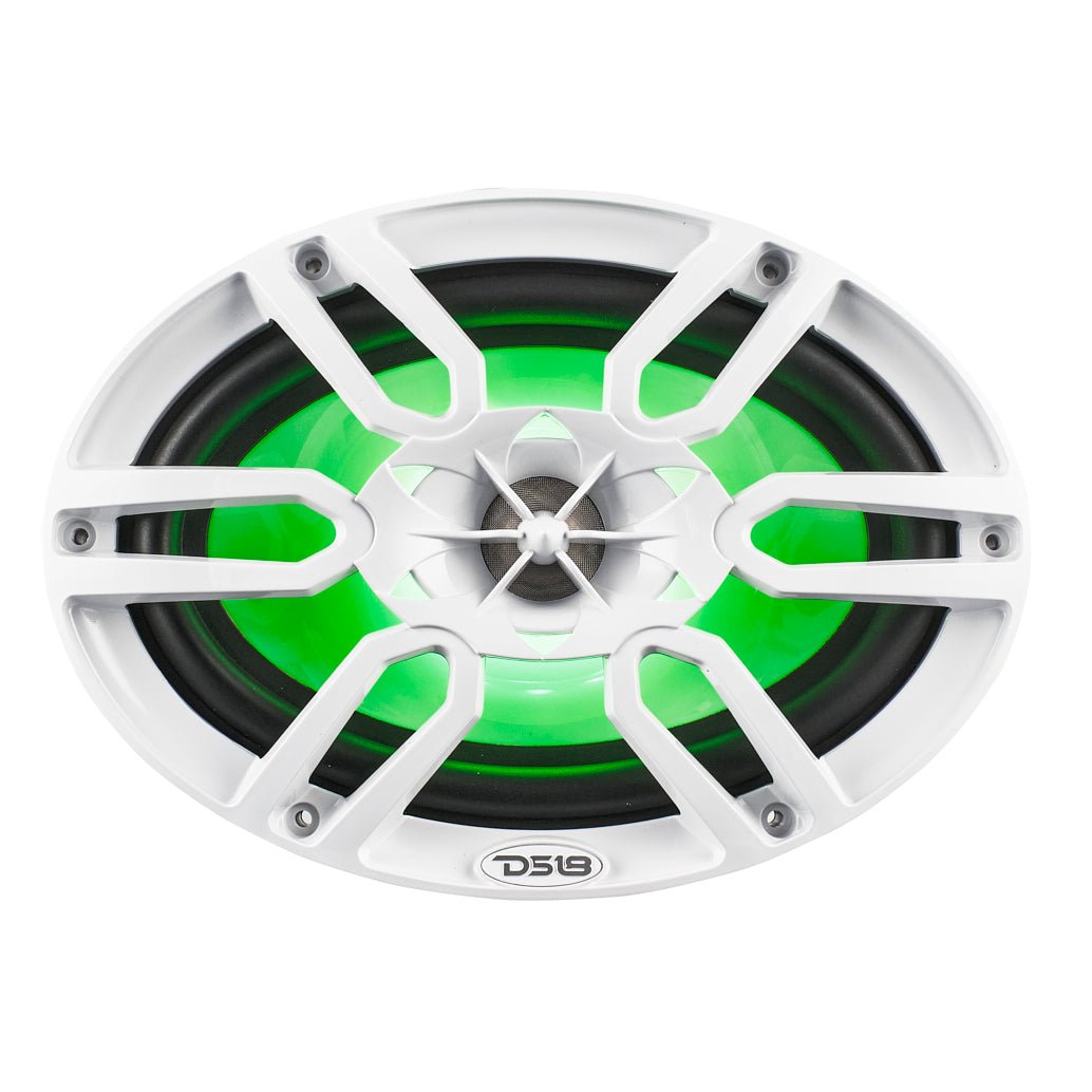 NXL 6x9" 2-Way Coaxial Marine Speaker with LED RGB Lights | 125W RMS 4-Ohm.