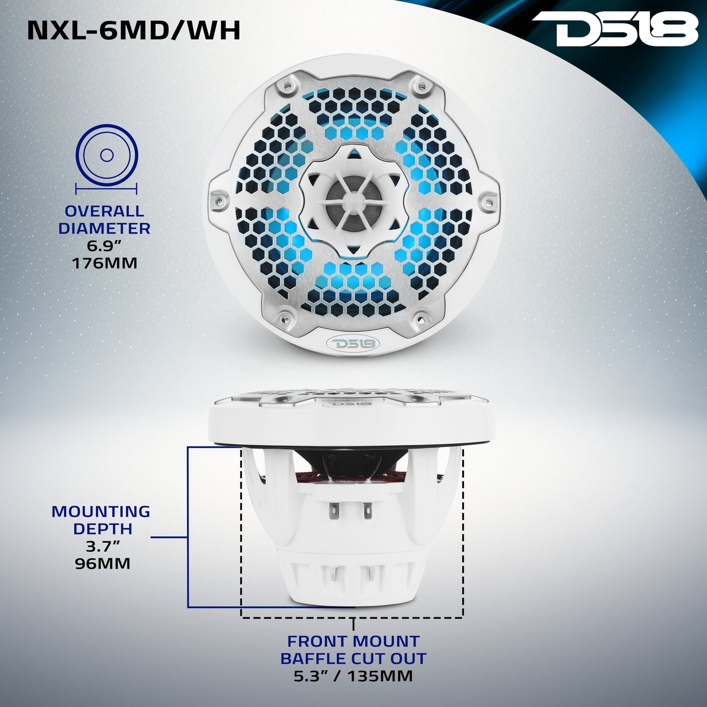 6.5” Marine 2-Way Hybrid Speaker with RGB LED, Compression Driver and - White - NXL-6MD/WH - product image 11 - AudioSellerz