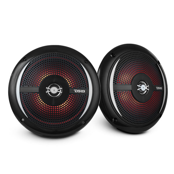 NXL 6.5" 2-Way Coaxial Marine Shallow Speaker With LED RGB Lights 25 Watts Rms 4-Ohm.