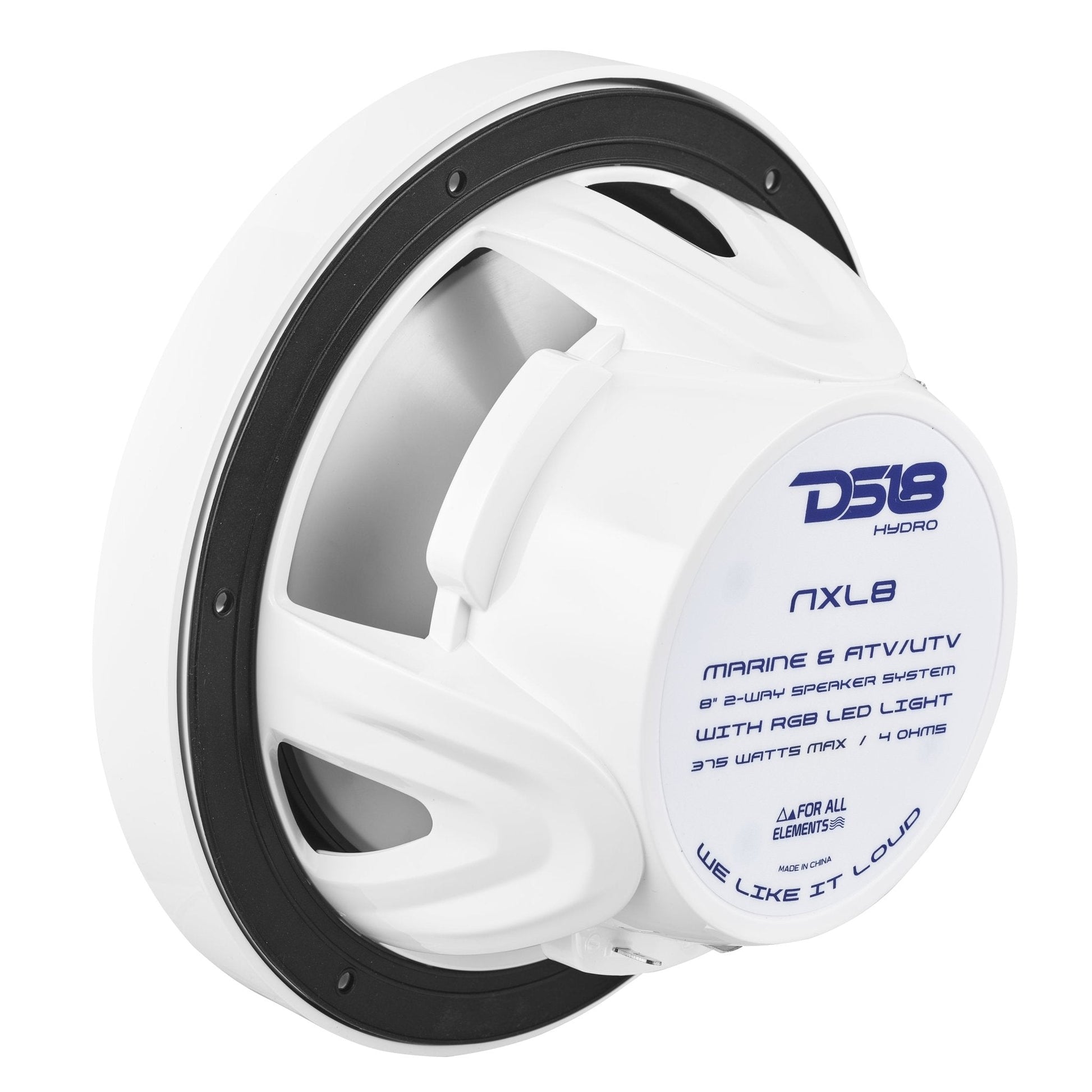 NXL 8" 2-Way Coaxial Marine Speaker with LED RGB Lights | 125W RMS 4-Ohm.