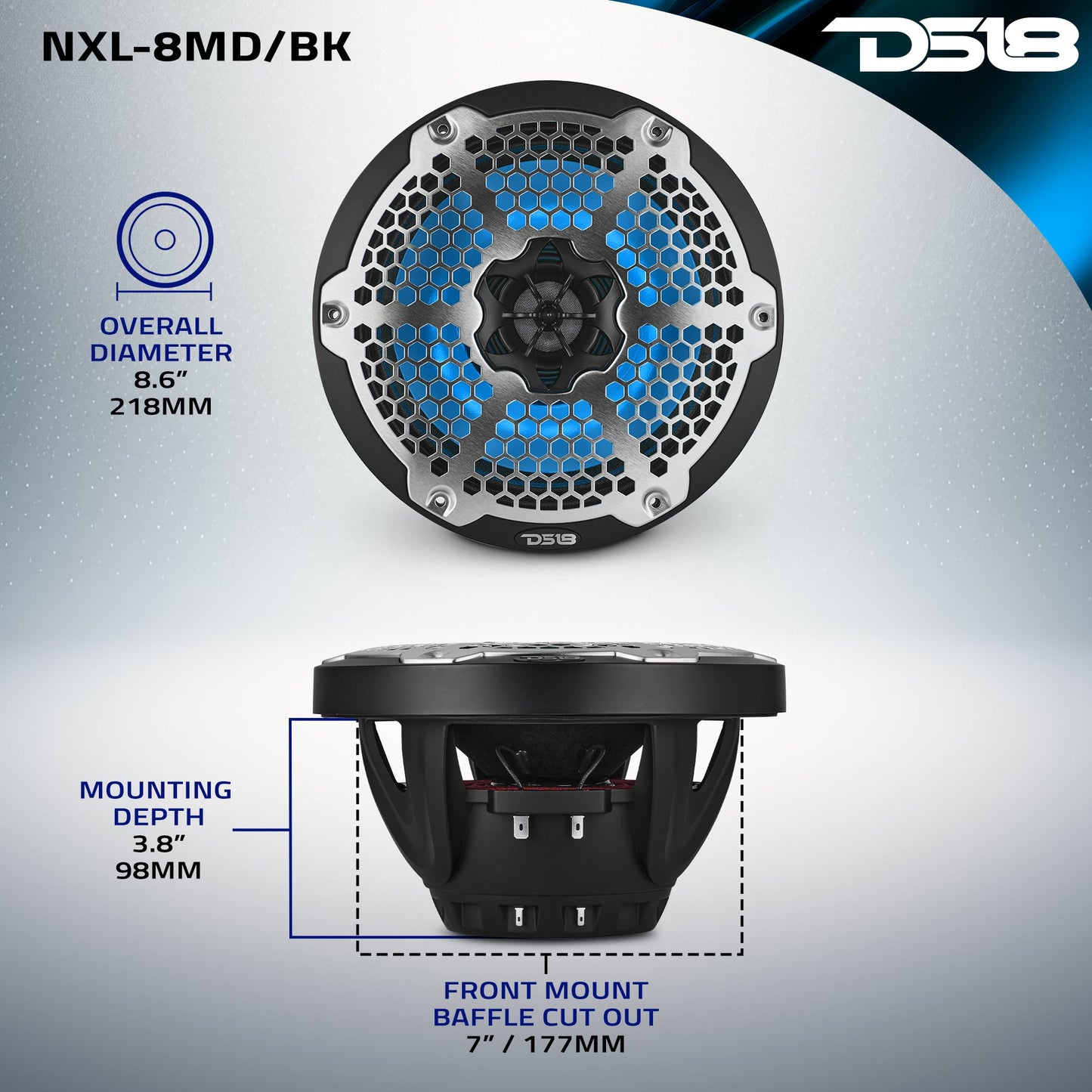 8” Marine 2-Way Hybrid Speaker with RGB LED, Compression Driver and - Black - NXL-8MD/BK - product image 11 - AudioSellerz