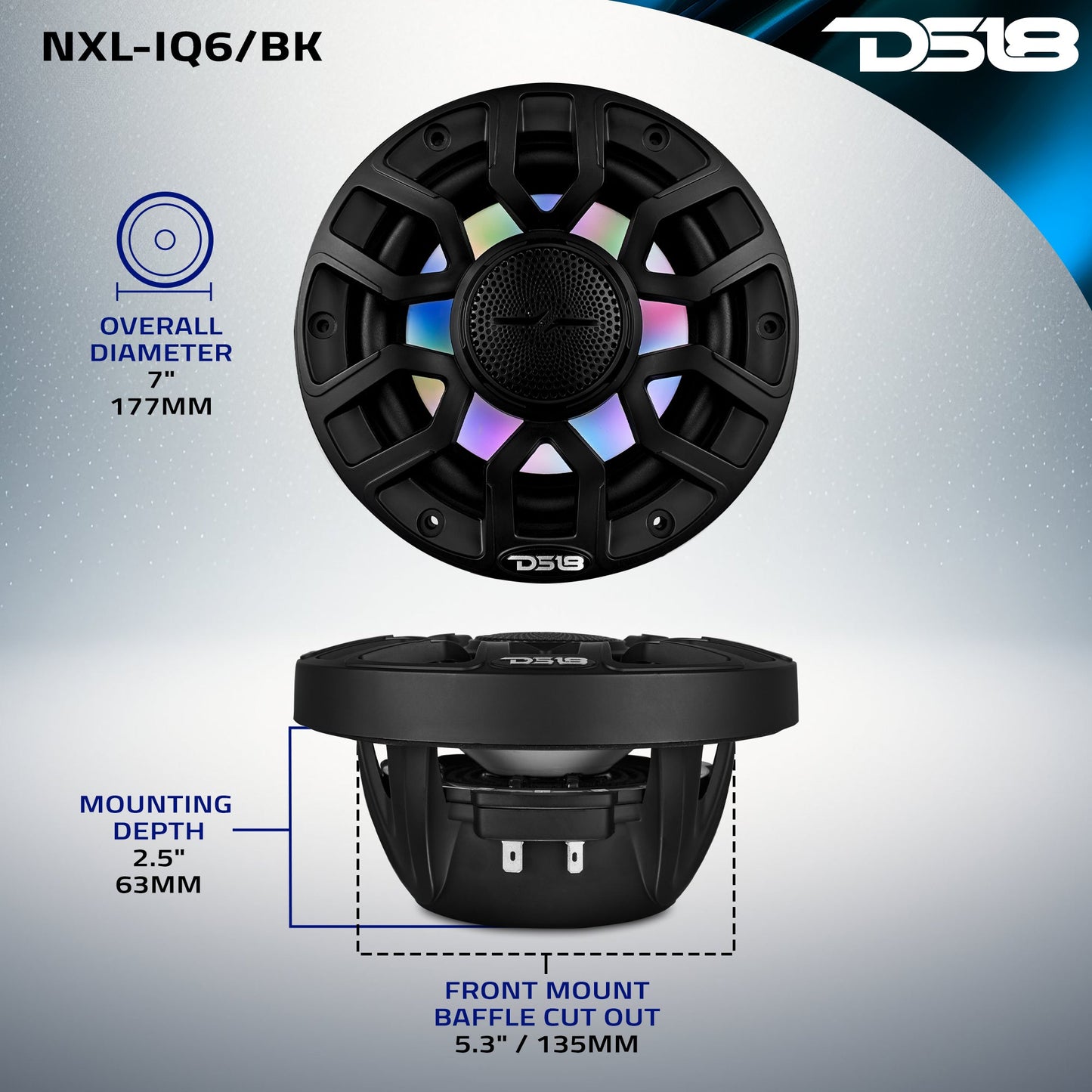 NXL 6.5" 2-Way Coaxial Marine Speaker with Bullet Tweeter and Digital - Black - NXL-IQ6/BK - product image 9 - AudioSellerz