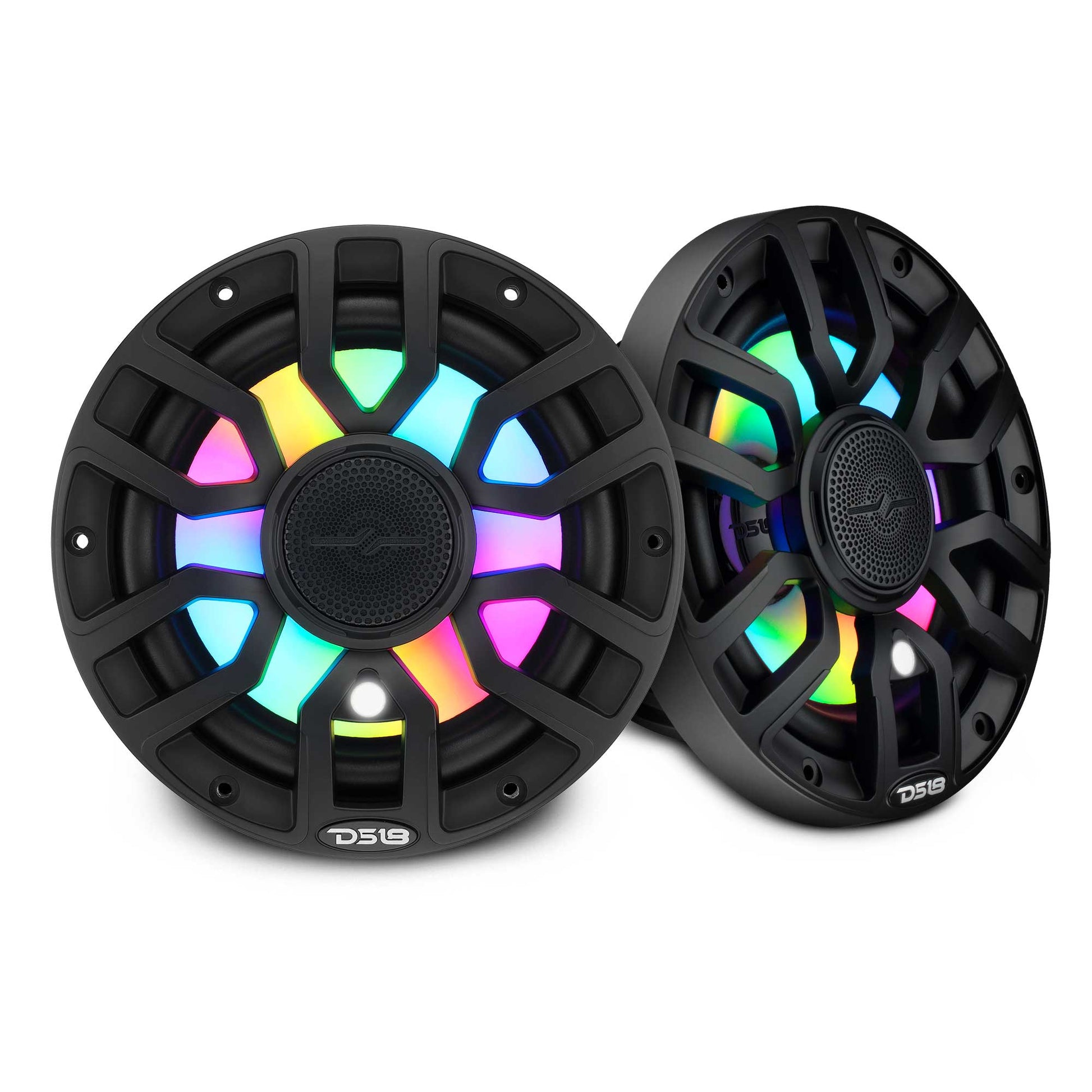 NXL 7.7” 2-Way Coaxial Marine Speaker with Bullet Tweeter, Digital LED Lights & White Deck LED | 175W RMS 4-Ohm.