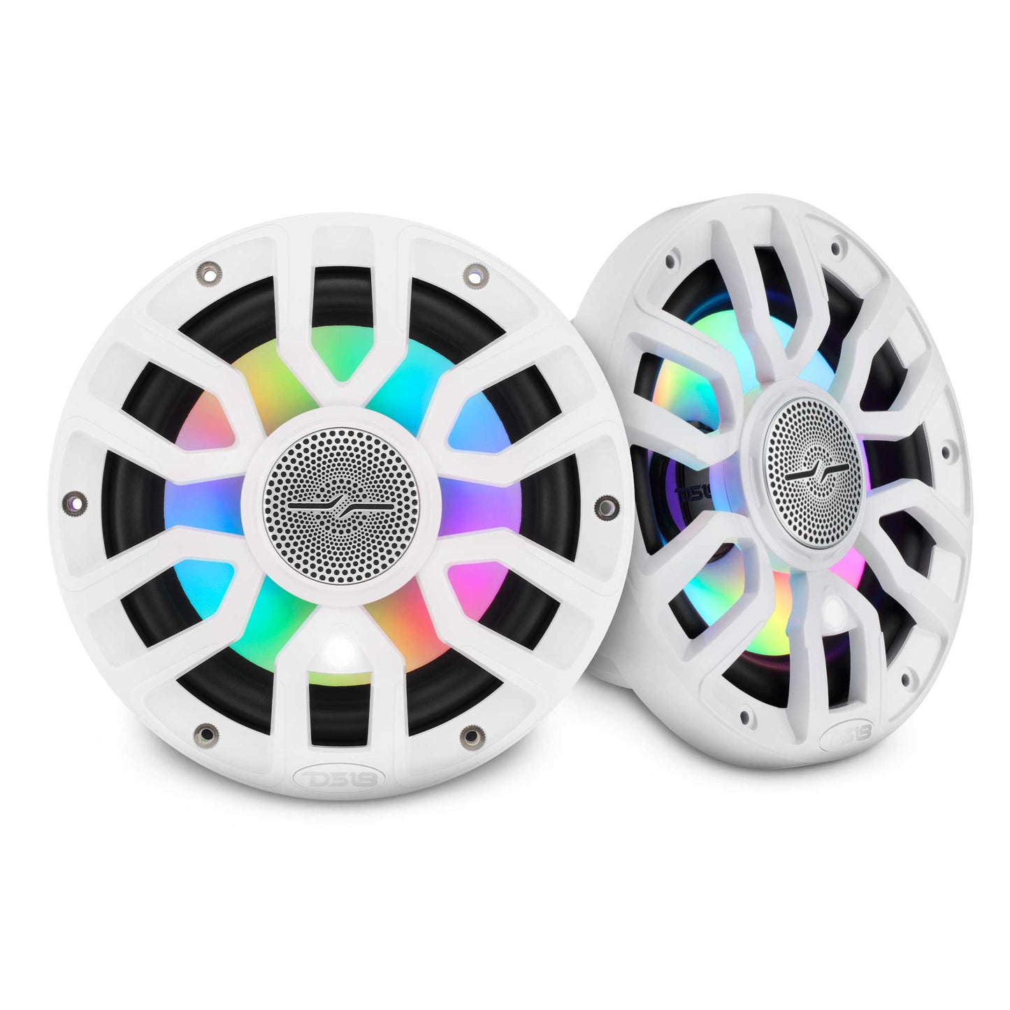 NXL 7.7” 2-Way Coaxial Marine Speaker with Bullet Tweeter, Digital LED Lights & White Deck LED | 175W RMS 4-Ohm.