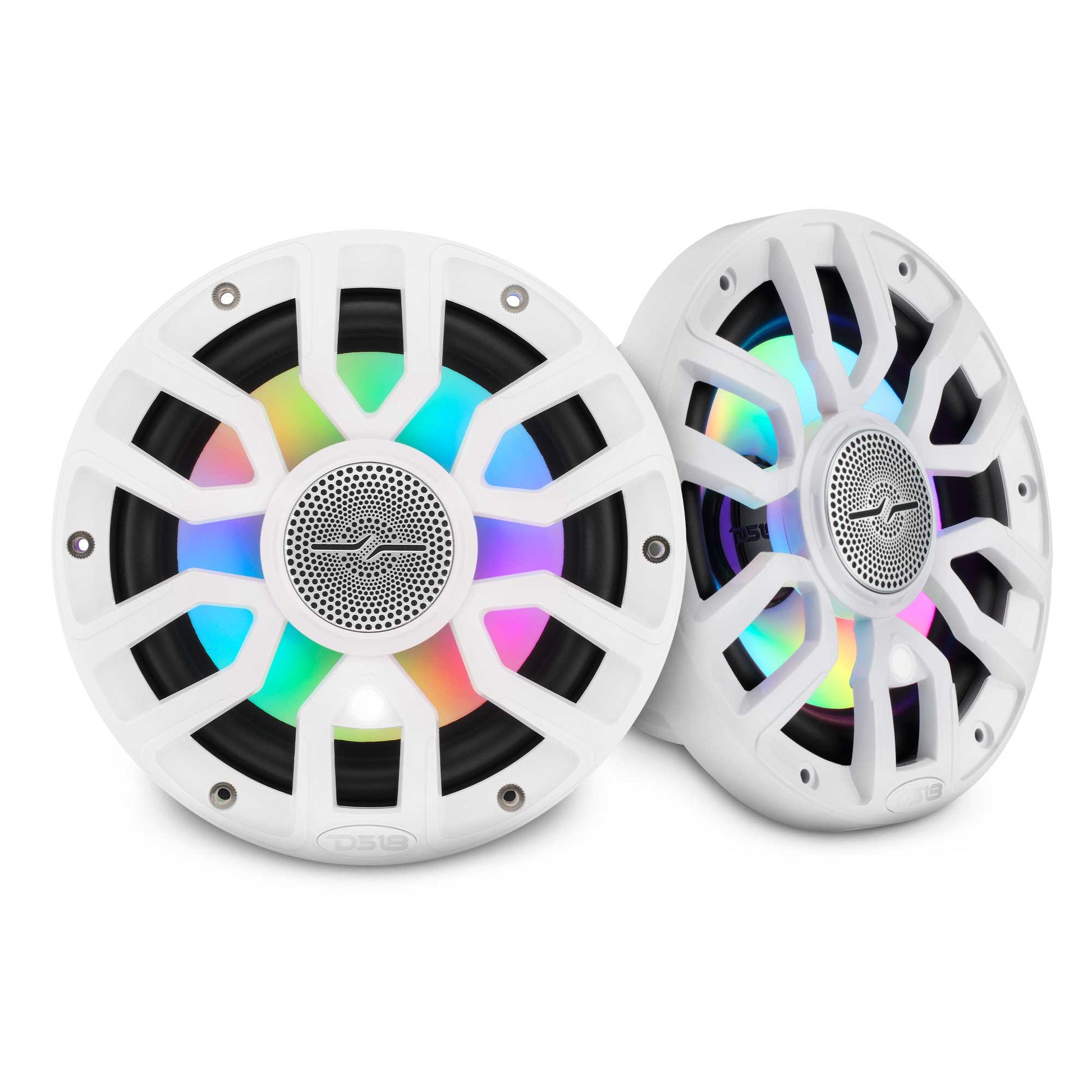 NXL 7.7” 2-Way Coaxial Marine Speaker with Bullet Tweeter, Digital LED Lights & White Deck LED | 175W RMS 4-Ohm.