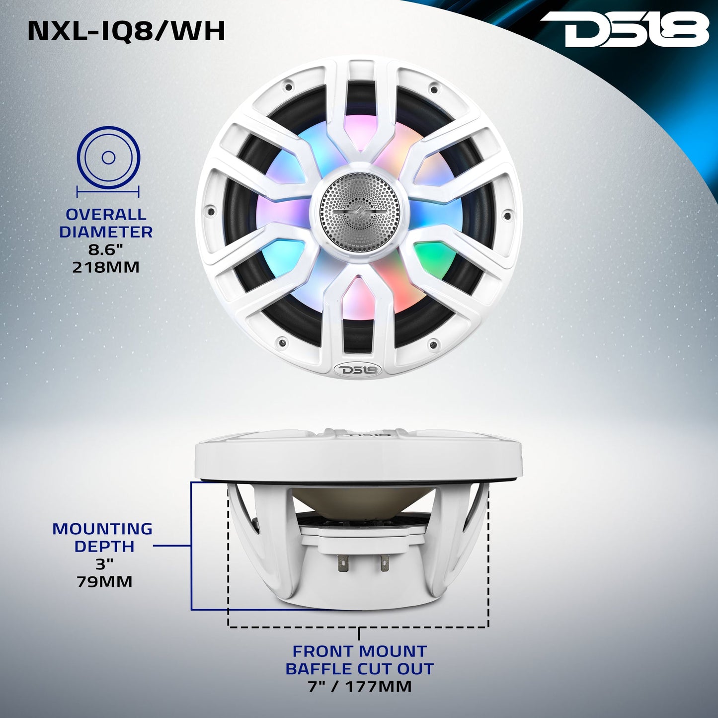 NXL 8" 2-Way Coaxial Marine Speaker with Bullet Tweeter and Digital - White - NXL-IQ8/WH - product image 10 - AudioSellerz
