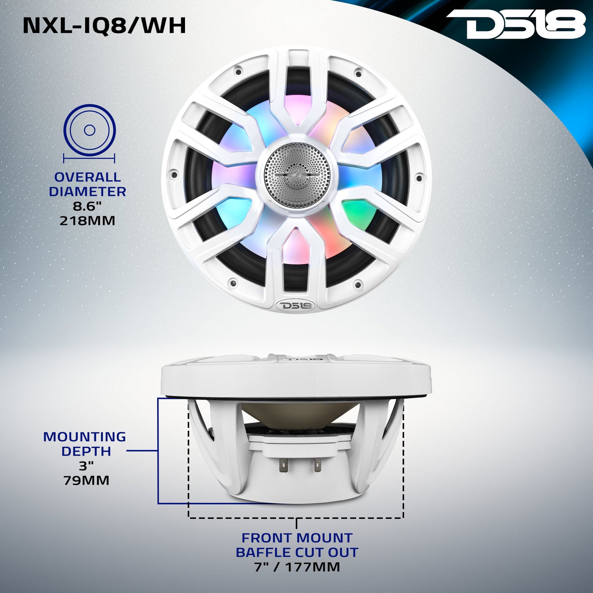 NXL 8" 2-Way Coaxial Marine Speaker with Bullet Tweeter and Digital - White - NXL-IQ8/WH - product image 10 - AudioSellerz