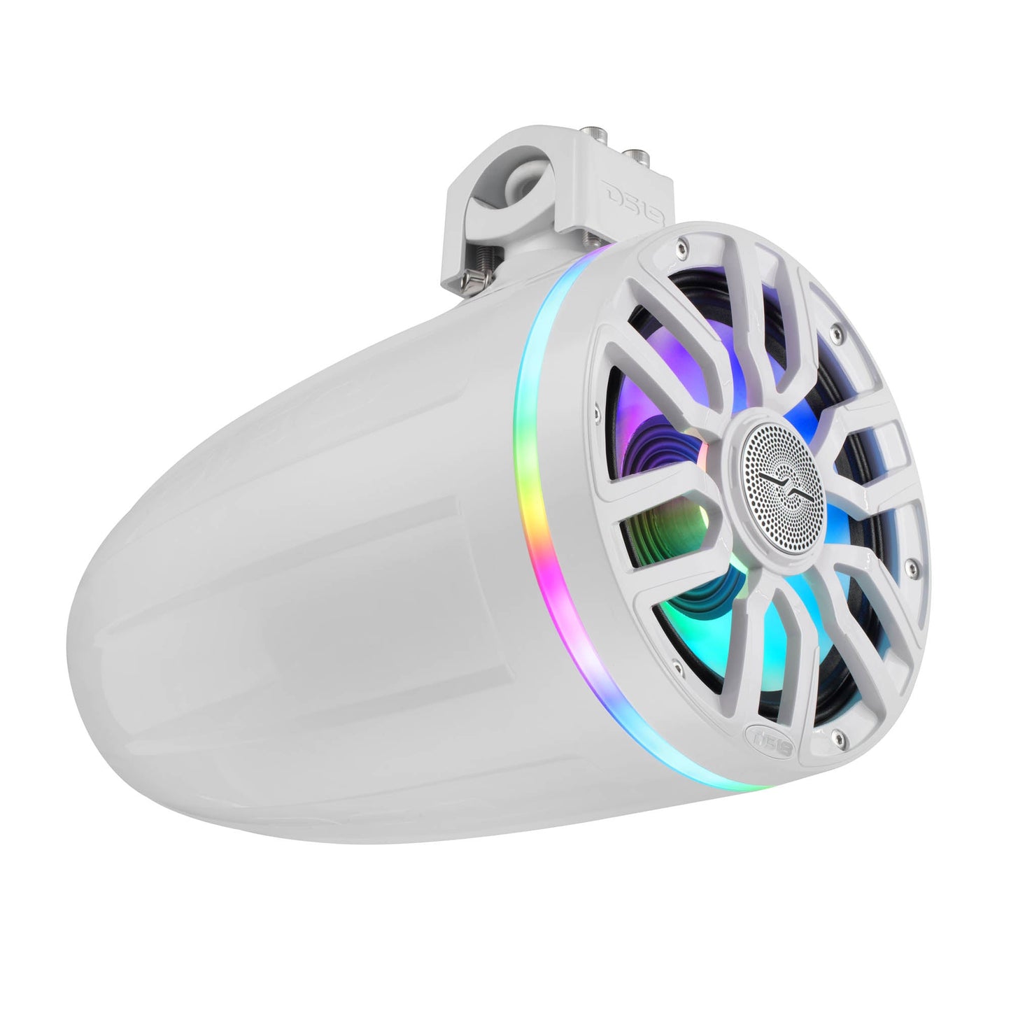 8" NXL-iQ Marine Tower Speaker with Digital LED Lights, Neodymium Magnet, 1" Compression Driver, IP65 Rated, 350W RMS, 4-Ohm.