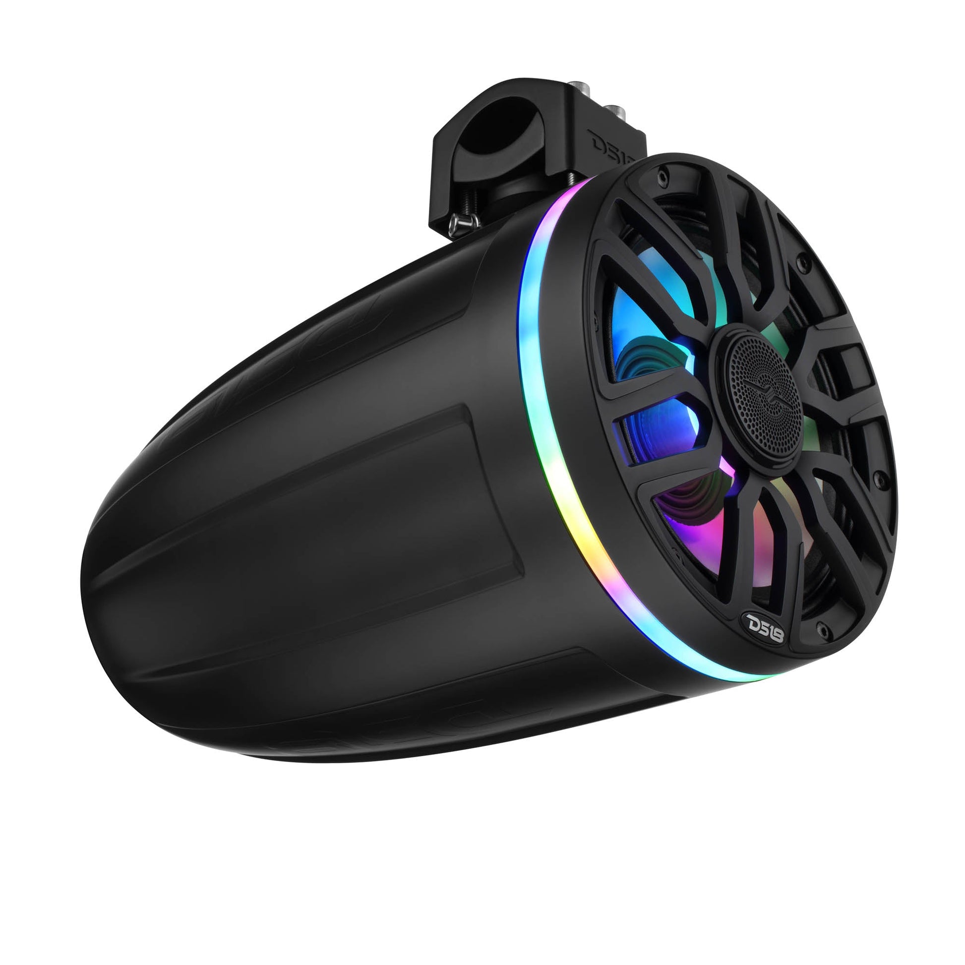 8" NXL-iQ Marine Tower Speaker with Digital LED Lights, Neodymium Magnet, 1" Compression Driver, IP65 Rated, 350W RMS, 4-Ohm.