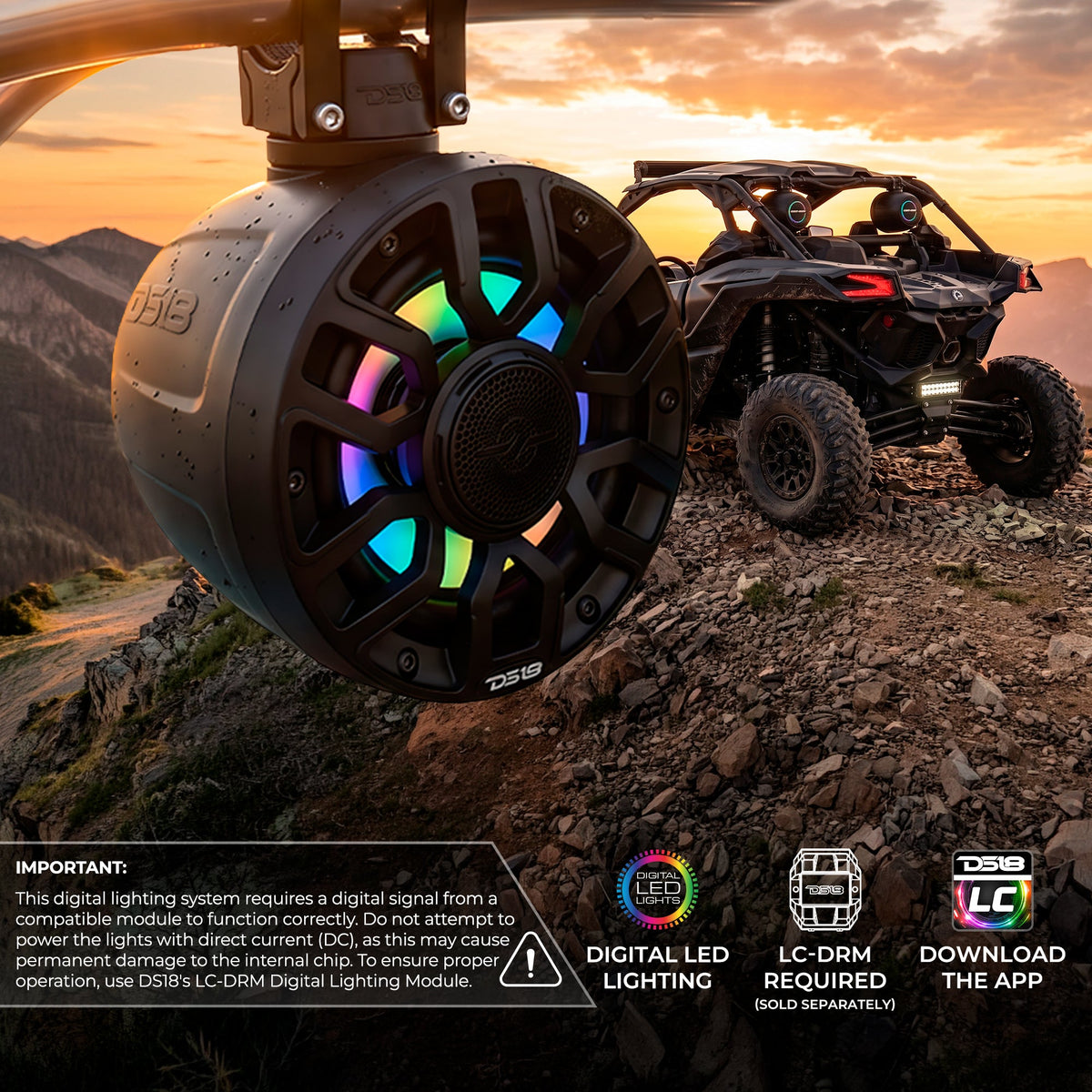6.5" NXL-iQ Marine Short Tower Coaxial Speakers with Digital LED Lights, 150W RMS, 300W Max, 4-Ohm