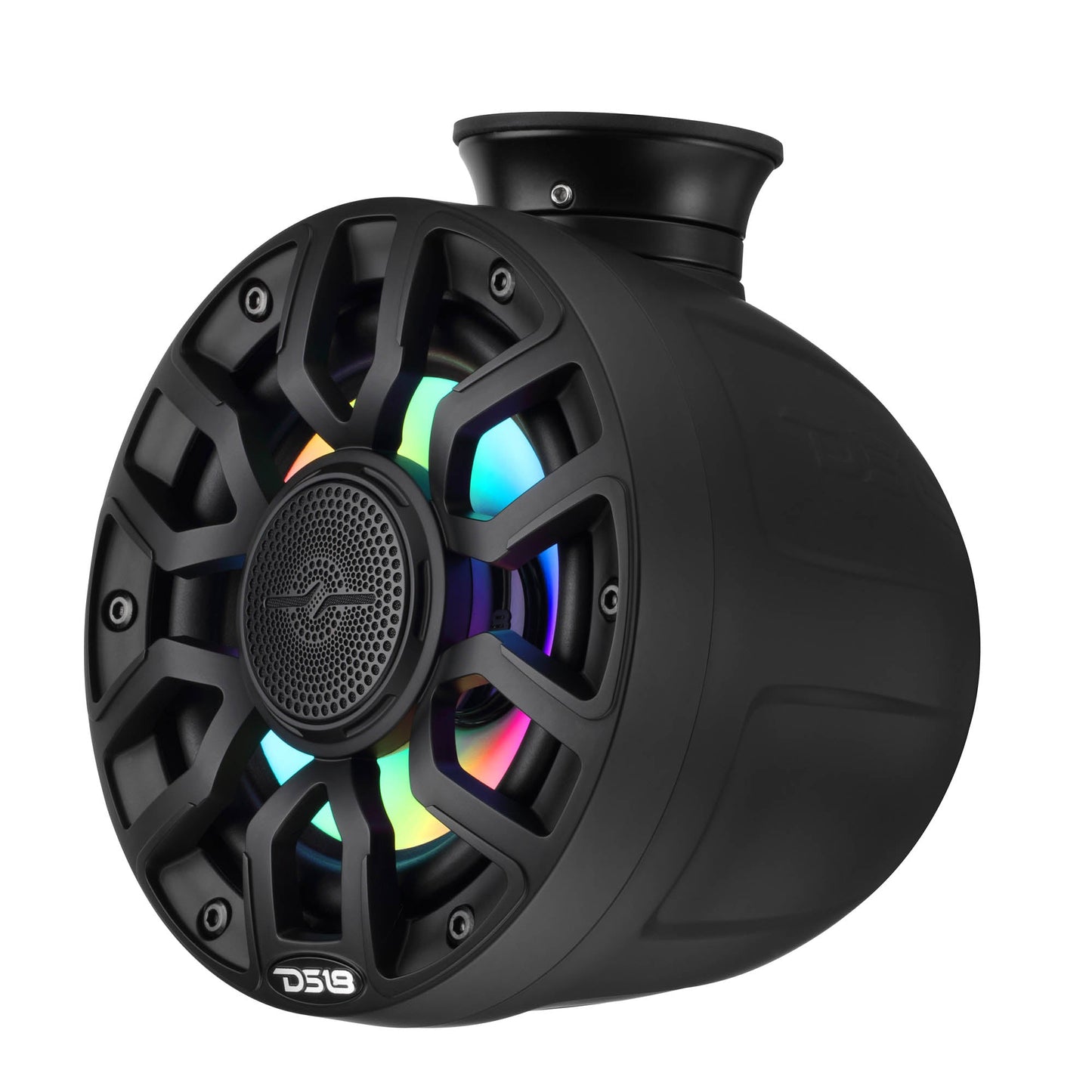 6.5" NXL-iQ Marine Short Tower Coaxial Speakers with Digital LED Lights, 150W RMS, 300W Max, 4-Ohm.