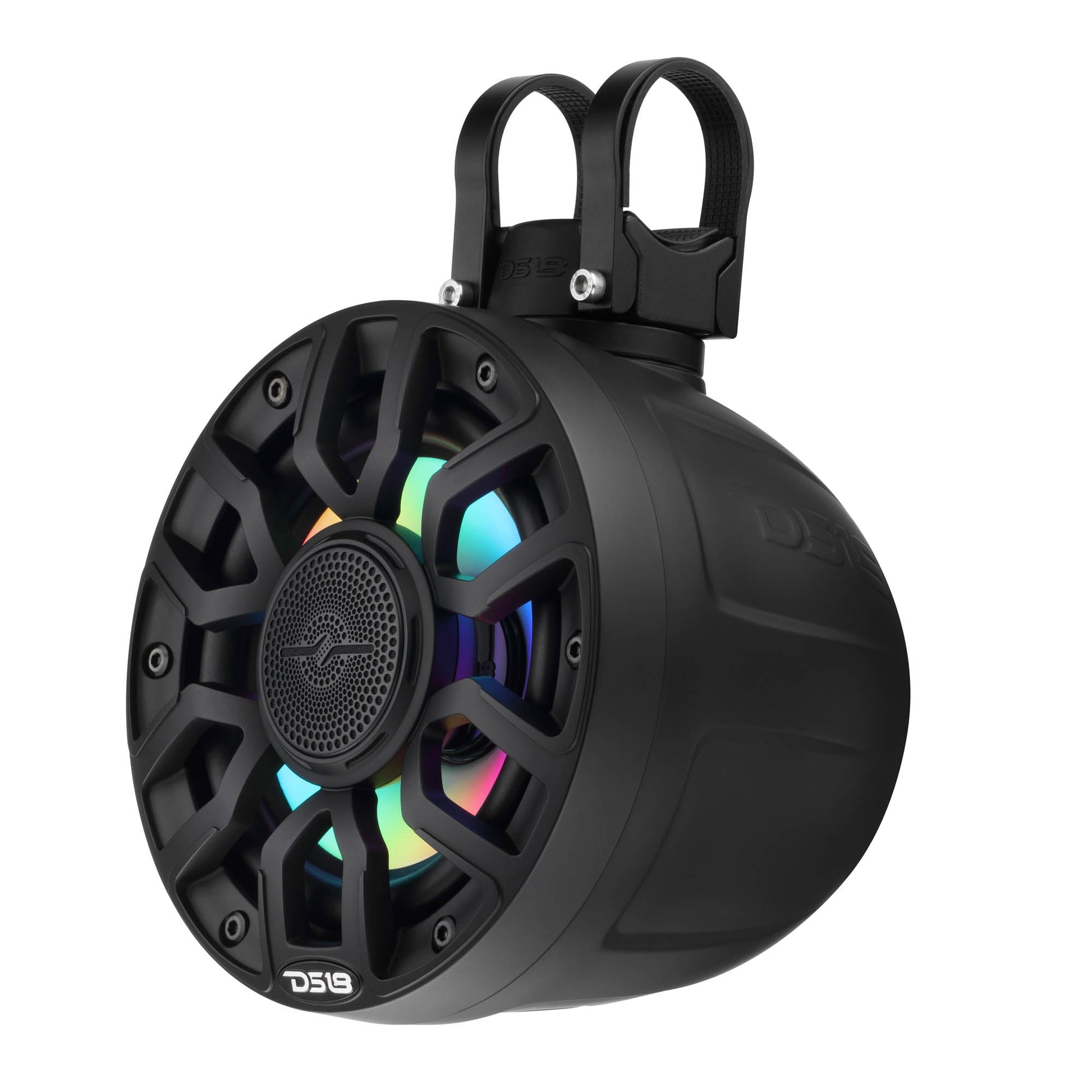 6.5" NXL-iQ Marine Short Tower Coaxial Speakers with Digital LED Lights, 150W RMS, 300W Max, 4-Ohm.