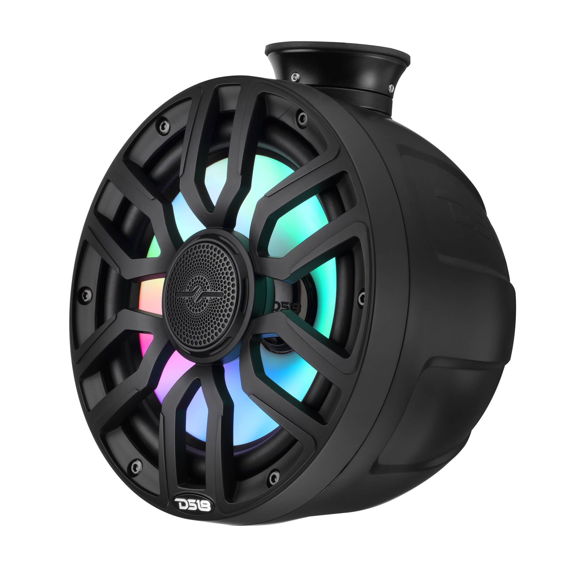 8" NXL-iQ Marine Short Tower Coaxial Speakers with Digital LED Lights, 175W RMS, 350W Max, 4-Ohm.