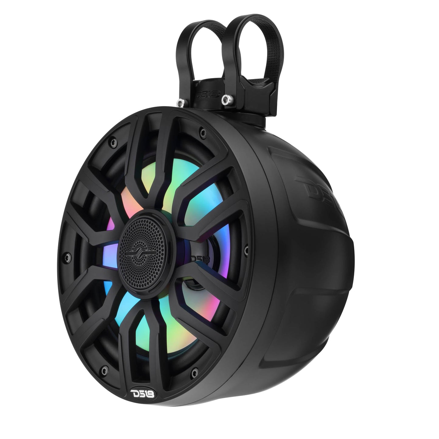 8" NXL-iQ Marine Short Tower Coaxial Speakers with Digital LED Lights, 175W RMS, 350W Max, 4-Ohm.