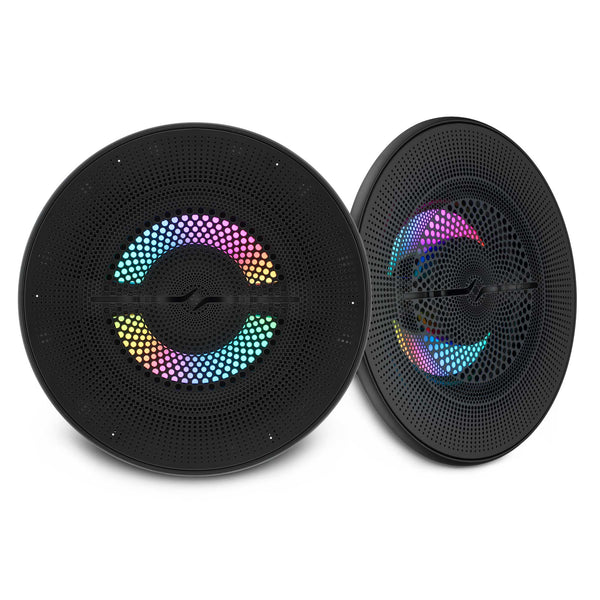 Luxury 6.5” 2-Way Marine Coaxial Speaker with Digital LED Lights and Flush Magnetic Mount Grille | 150W RMS 4-Ohm.