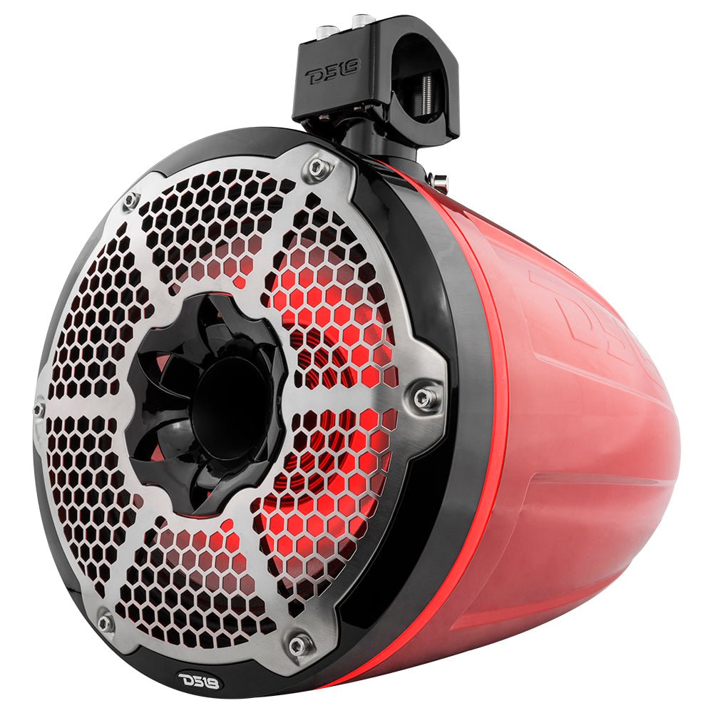 NXL 10" Neodymium Marine and Powersports Towers with Built-in Passive Radiator, 1" Driver and LED RGB Lights 300 Watts Rms