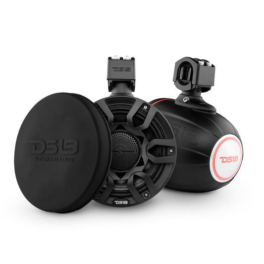 NXL 8" Compact Wakeboard Tower Speakers with Hybrid Mid-Range, Compression Driver Loudspeaker, RGB LED Lights, 500 Watts, Speaker Cover Included.