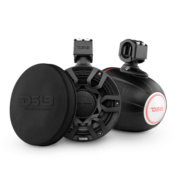 NXL 8" Compact Wakeboard Tower Speakers with Hybrid Mid-Range, Compression Driver Loudspeaker, RGB LED Lights, 500 Watts, Speaker Cover Included.
