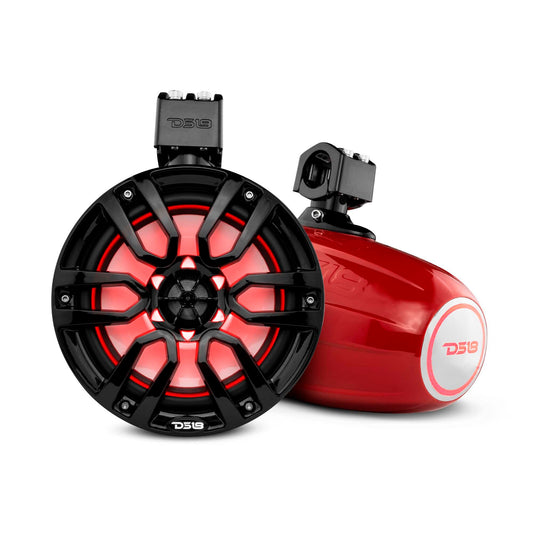 NXL 8" Marine and Powersports Towers LED RGB Lights 125 Watts Rms - Red.