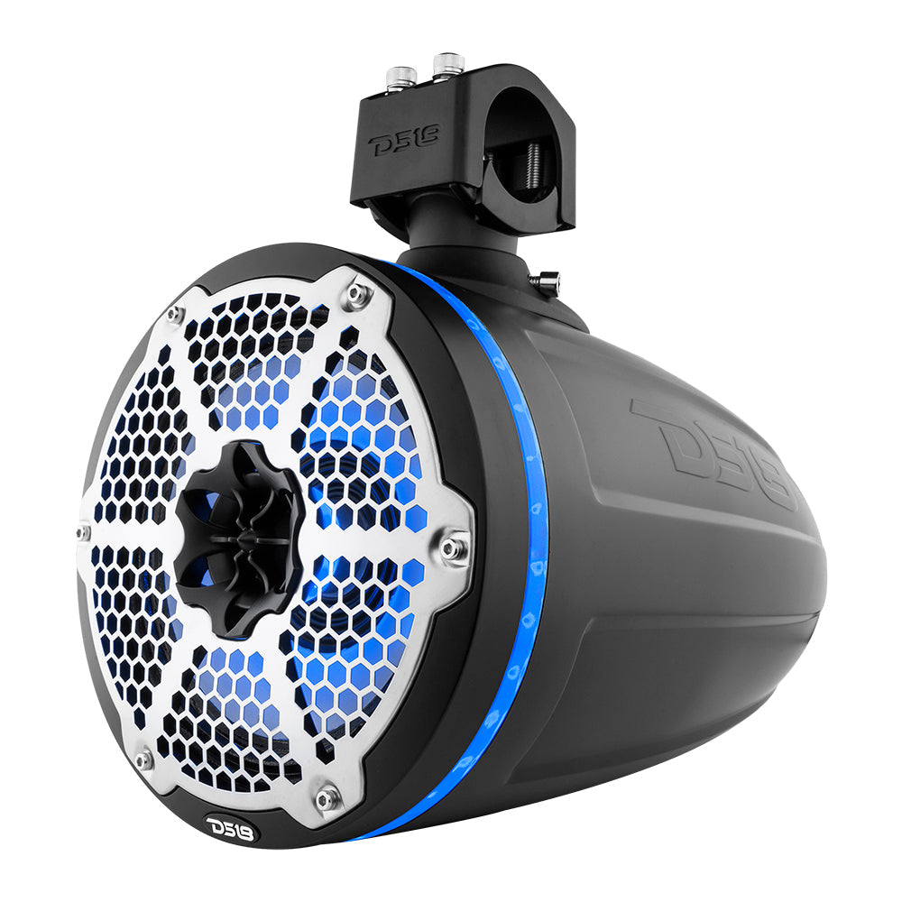 Bronco 6th Gen Roll Bar Audio Bundle – 8" Marine Tower Speakers with RGB LED Lights and OEM Roll Bar Mounting Clamps.