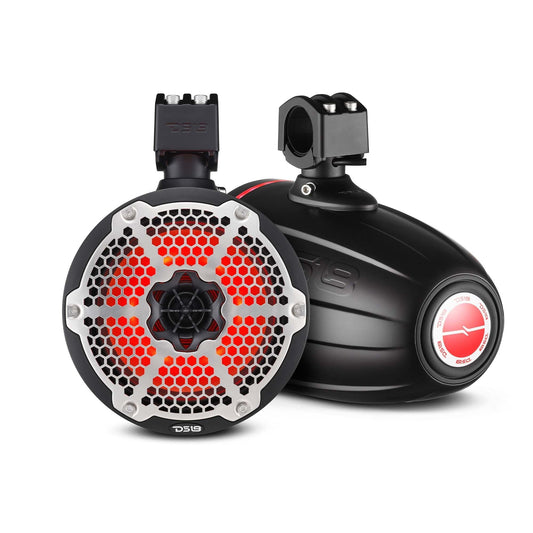 NXL 8" Neodymium Marine and Powersports Towers with Built-in Passive Radiator, 1" Driver and LED RGB Lights 180 Watts Rms.