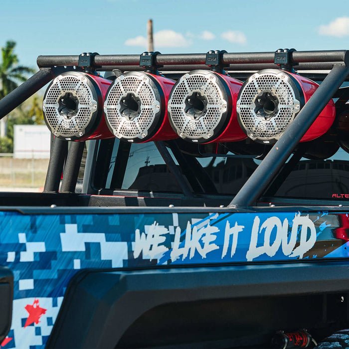 NXL 10" Neodymium Marine and Powersports Towers with Built-in Passive Radiator, 1" Driver and LED RGB Lights 300 Watts Rms -White.