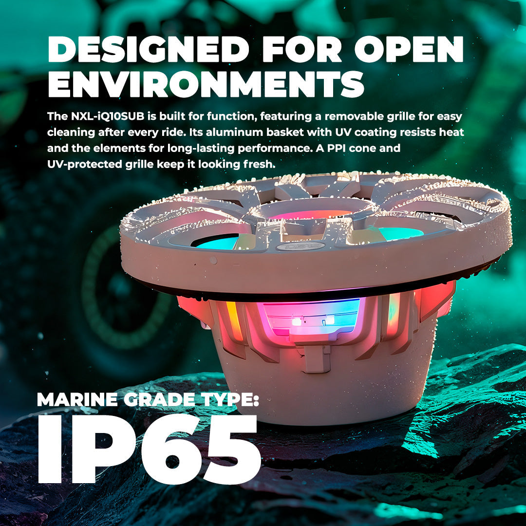 10” Marine Subwoofer with Hybrid Magnet Motor, Removable Grille and Digital LED Lights - 500W RMS 4-Ohm