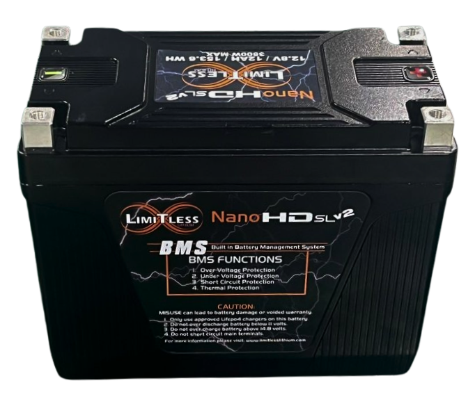 Limitless Lithium Nano-HD SLv2 12Ah Motorcycle & Powersports Battery BCI 20 Case.