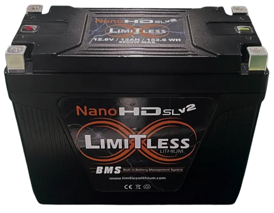 Limitless Lithium Nano-HD SLv2 12Ah Motorcycle & Powersports Battery BCI 20 Case.